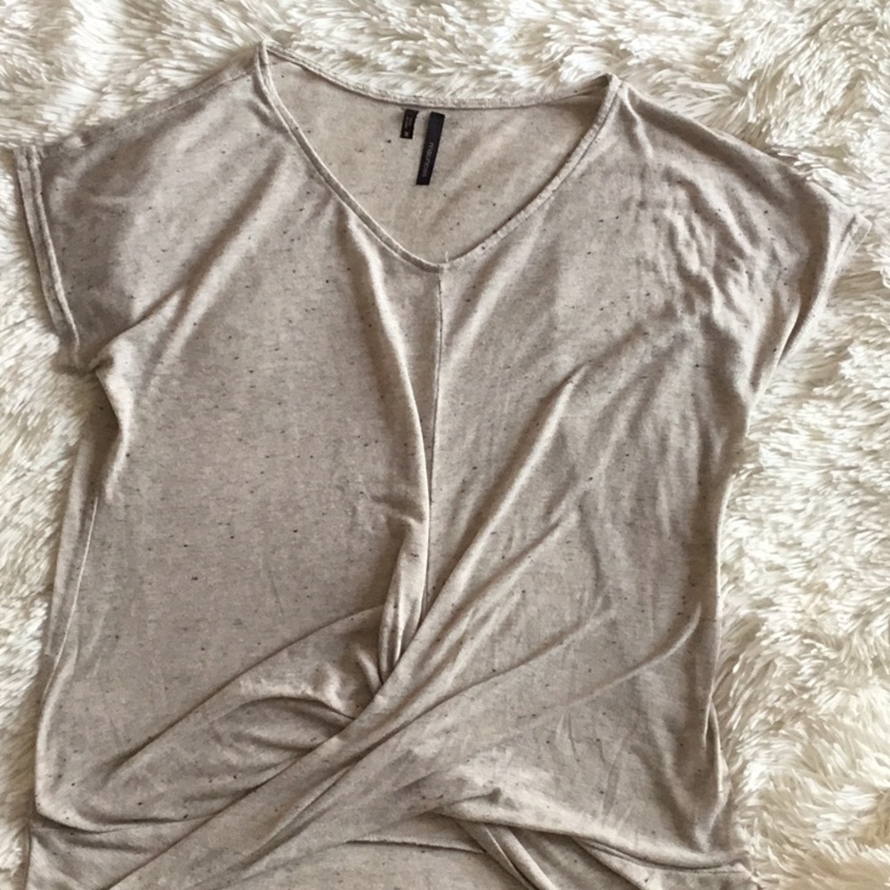 Tan shirt with knot in front